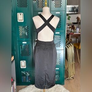 Forever 21 black open backed satiny body-con dress NWT S